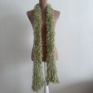 Y2K Skinny Scarf Long Green Eyelash Knit Fuzzy Boho Indie Sleaze Fairy Grunge